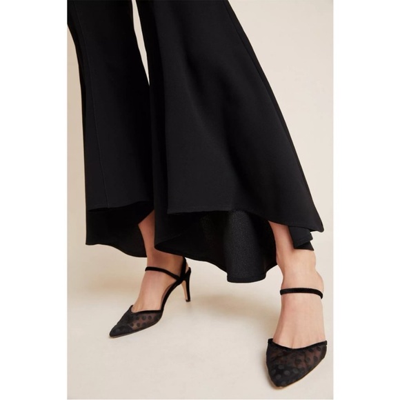 ANTHROPOLOGIE NWT Black Wide Leg Flowy Flounce Flare Pants Zinnia Trousers - Picture 3 of 13